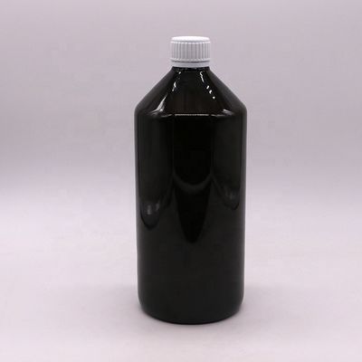 Dunkelbraune durchsichtige PET 1000 ml Flüssigmedizinflasche mit 28 mm Manipulationssicherer Kappe