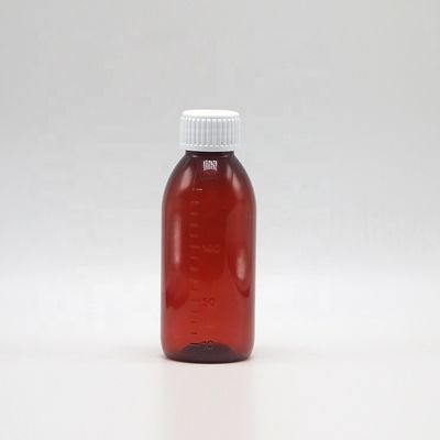 150mL/150cc/5 oz PET Leere Braune/Amber/Transparente Sirupflasche mit manipulationssicheren Schraubkappe