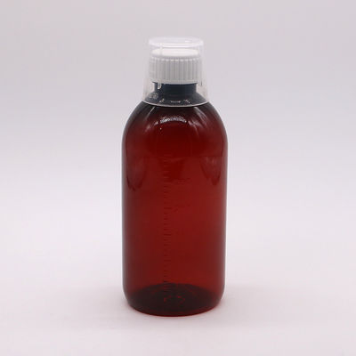 Körpermaterial PET 300 ml PET Leere Husten Sirupflasche mit Skala und Manipulationssicherung