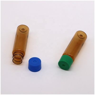 Sicherheitskappe 10ml PET Lebensmittel-Behandlung Bernstein-Plastikflasche für orale Flüssigkeitsmedizin Kragenmaterial PET Runde Form