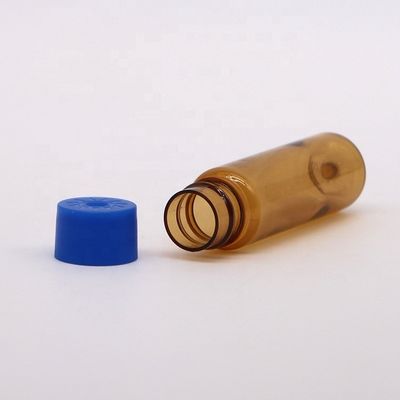 Sicherheitskappe 10ml PET Lebensmittel-Behandlung Bernstein-Plastikflasche für orale Flüssigkeitsmedizin Kragenmaterial PET Runde Form