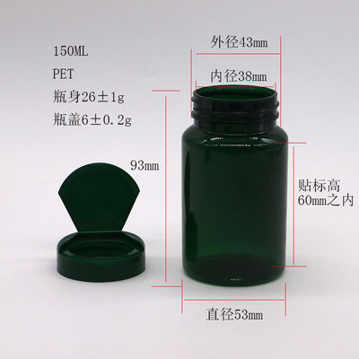 PET 150 ml Flasche Breitmunde Plastik leere Flaschen 5oz Kapselbehälter mit Flip Cap