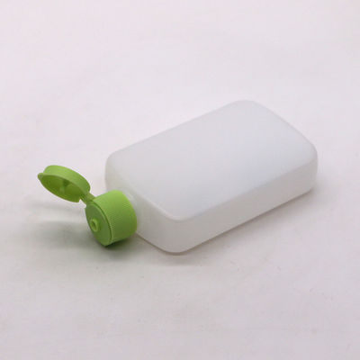 120 ml HDPE Flat Square Kosmetikflasche mit benutzerdefinierter Farbe und Spiral-Flip-Over-Deckel