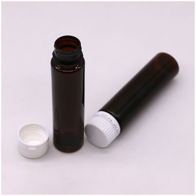 20ML/20CC schlanke, glatte Amber-Plastik-Flasche für Oralflüssigkeit mit manipulationssicheren Deckel für Flüssigmedizin