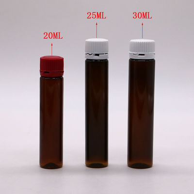 20ML/20CC schlanke, glatte Amber-Plastik-Flasche für Oralflüssigkeit mit manipulationssicheren Deckel für Flüssigmedizin