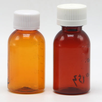 GMP Pharmaceutical 30 ml PET Amber Plastikflüssigkeitsflasche mit manipulationssicheren Schraubkappe