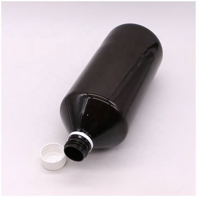 Flüssige Medizin 1000 ml dunkelbraune, durchsichtige PET-Plastikflasche mit manipulationssicheren Deckel