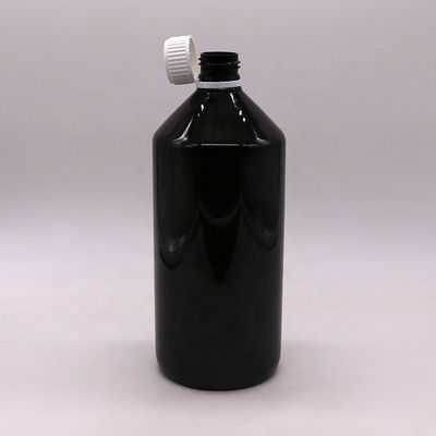Flüssige Medizin 1000 ml dunkelbraune, durchsichtige PET-Plastikflasche mit manipulationssicheren Deckel