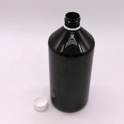 Flüssige Medizin 1000 ml dunkelbraune, durchsichtige PET-Plastikflasche mit manipulationssicheren Deckel