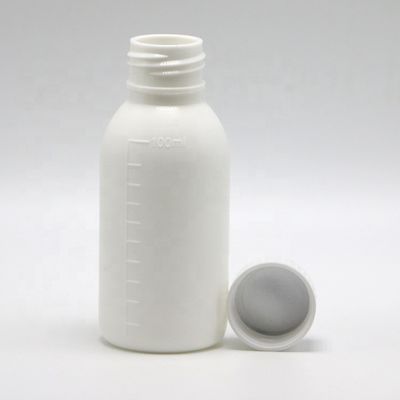 30 mL/50 mL/100 mL PP weiße Flüssigkeitsflasche mit Skalierkörper und Bildschirmdruck