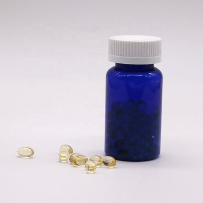 2OZ/60ml/CC Blaue Plastikkapselflasche mit Schraubverschluss aus PET-Material 32mm Halsgröße