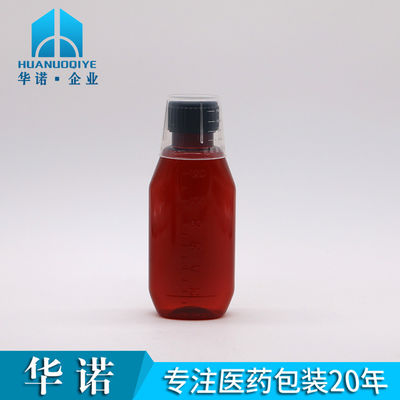 SCREW CAP 120 ml Bernsteinfarbener ovaler Apothekenbehälter mit Kindersicherheitskappe und Ahornsirup