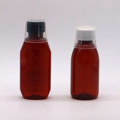 SCREW CAP 120 ml Bernsteinfarbener ovaler Apothekenbehälter mit Kindersicherheitskappe und Ahornsirup