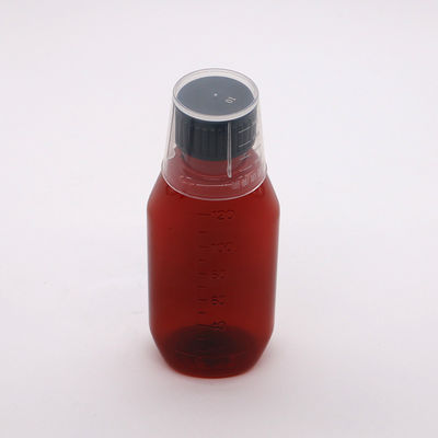 SCREW CAP 120 ml Bernsteinfarbener ovaler Apothekenbehälter mit Kindersicherheitskappe und Ahornsirup