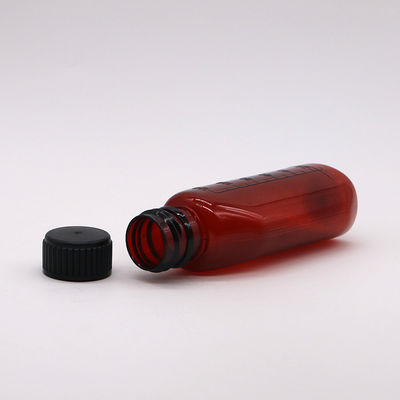 SCREW CAP 120 ml Bernsteinfarbener ovaler Apothekenbehälter mit Kindersicherheitskappe und Ahornsirup