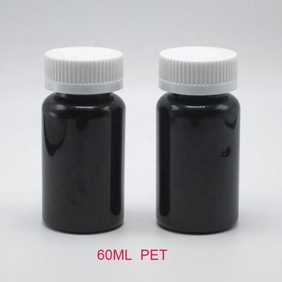 2OZ 60ML PET Amber Schwarze Plastikflasche mit CRC-Deckel für die Verpackung von Arzneimittelzusätzen