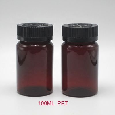 2OZ 60ML PET Amber Schwarze Plastikflasche mit CRC-Deckel für die Verpackung von Arzneimittelzusätzen