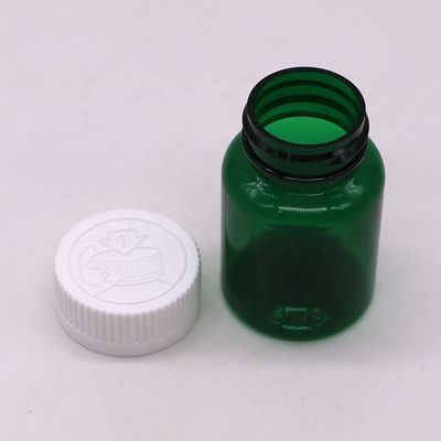 50cc 32mm Hals PET Plastikpille Flaschen Kapselflaschen mit kindersicheren Kappe PET Basismaterial