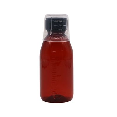 120 ml Amber Oval Rezeptflasche Kindersicherheitskappe PET-Material für Ahornsirup