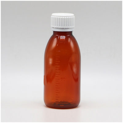 120 ml Amber Oval Rezeptflasche Kindersicherheitskappe PET-Material für Ahornsirup