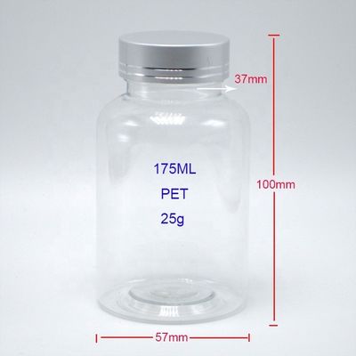 PET-Plastikflasche Boston Runde Weiße/transparente Medizinbehälter mit kindersicheren Deckeln