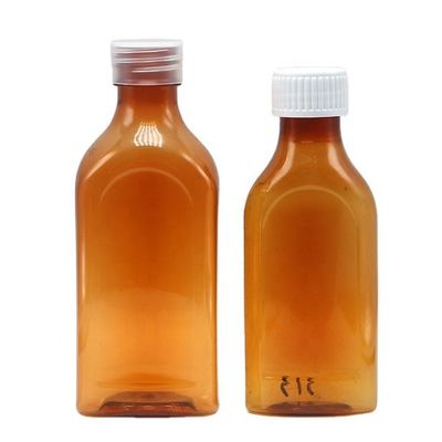 Schraubkappe 240 ml PET-Mundflüssigkeit Flat Square Flasche für Kindersicherheit und medizinische Flüssigkeit