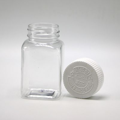 Custom Farbe 100ml PET Quadrat Transparent Jar mit verschiedenen Kappen von Chinese Pharmaceutical Company