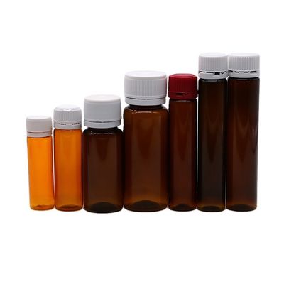 Lebensmittelqualität 30 ml PET Rundform schlanke orale Flüssigkeitsflasche aus Kunststoff mit manipulationssicheren Deckeln