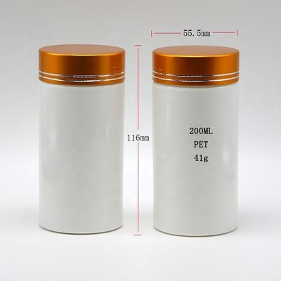 PE-Plastik 200 ml gerade Zylinderform Medizin Apothekenflaschen mit Aluminiumdeckel