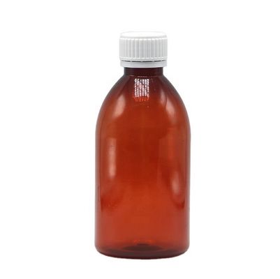 250 ml runde Bernstein-Rezept-Apotheke PET Flüssig Medizin-Skalierte Behälter mit Deckel
