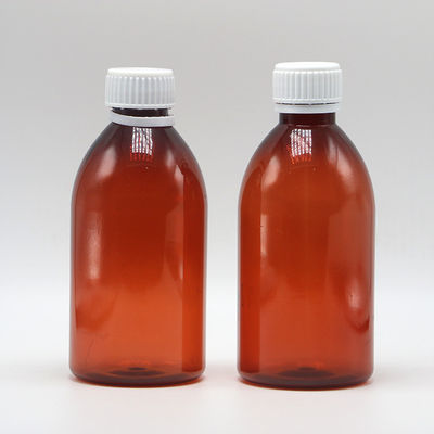 250 ml runde Bernstein-Rezept-Apotheke PET Flüssig Medizin-Skalierte Behälter mit Deckel