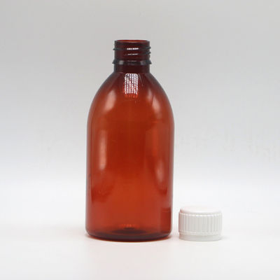 250 ml runde Bernstein-Rezept-Apotheke PET Flüssig Medizin-Skalierte Behälter mit Deckel