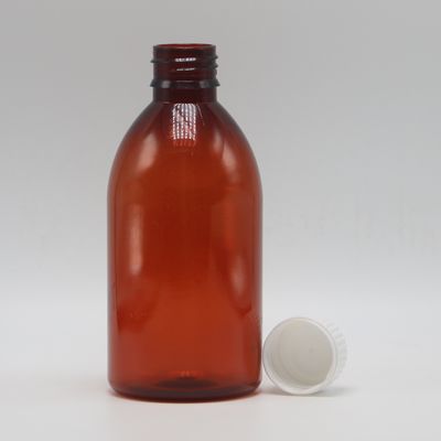250 ml runde Bernstein-Rezept-Apotheke PET Flüssig Medizin-Skalierte Behälter mit Deckel