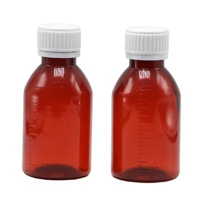 Personalisiertes Logo Pharmazeutische Qualität 100 ml PET Husten Sirup Flasche mit Schraubkappe