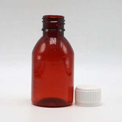 Personalisiertes Logo Pharmazeutische Qualität 100 ml PET Husten Sirup Flasche mit Schraubkappe