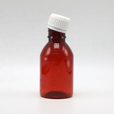 Personalisiertes Logo Pharmazeutische Qualität 100 ml PET Husten Sirup Flasche mit Schraubkappe
