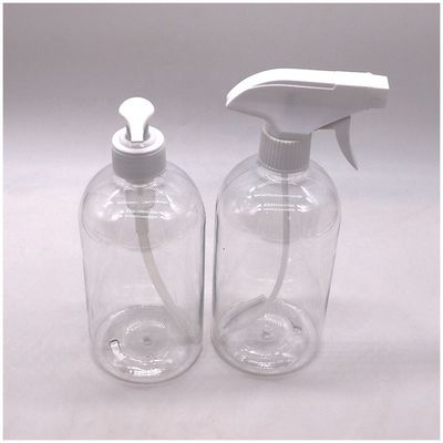 600mL 20oz PET Sprayflasche Boston Runde Kunststoff angepasste Farbpumpe Trigger Spray Handdesinfektionsflasche