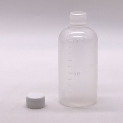 Medizin 100 ml PET Flüssigkeitsleere Plastikflasche mit Maßstab und anpassbarer Farbe