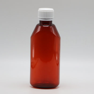 200 ml ovaler Bernsteinfarbener Rezept Apotheke PET Flüssigmedizinbehälter mit Deckel und Skala