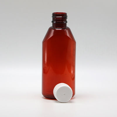 200 ml ovaler Bernsteinfarbener Rezept Apotheke PET Flüssigmedizinbehälter mit Deckel und Skala