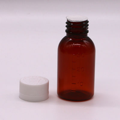30 ml PET Amber Plastik Sirup Flüssigflasche mit manipulationssicheren Schraubkappe Körpermaterial PET