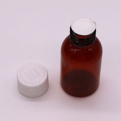 30 ml PET Amber Plastik Sirup Flüssigflasche mit manipulationssicheren Schraubkappe Körpermaterial PET
