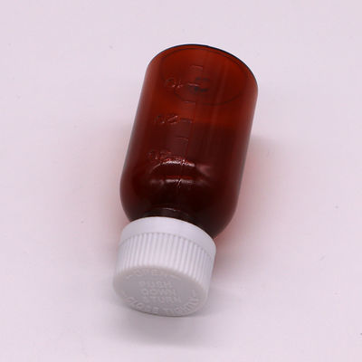 30 ml PET Amber Plastik Sirup Flüssigflasche mit manipulationssicheren Schraubkappe Körpermaterial PET