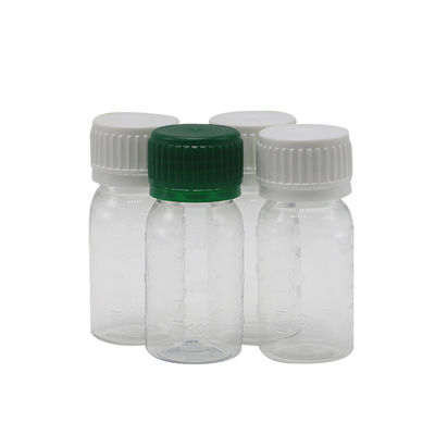 30 ml weiße PET-Flasche mit Oralflüssigkeit mit Sicherheitskappe und Bildschirmdruck