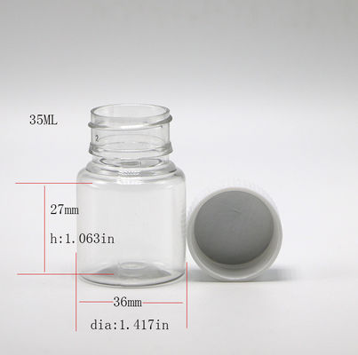 Medizinische Verpackung 35 ml PET Kleine Plastikflasche mit Farbkappen
