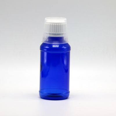 100 cc PET-Bronze/Orange/Blaue Ahorn-Husten-Sirup-Flasche mit Sicherheitskappe und Hitzesiegel