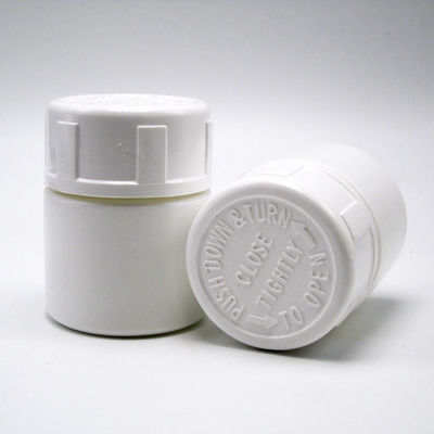30 ml HDPE Tragbare weiße Kunststoffpulver Medizin Pille Tabletten Flaschen Behälter mit Kindersicherheitskappe