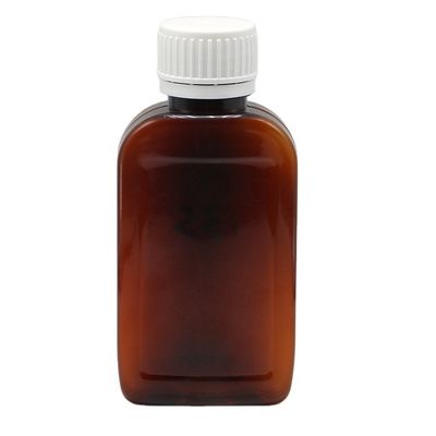 100cc PET-Bronze/Orange-Ahorn-Husten-Sirup-Flasche mit CRC-Kappe und Wärmesiegel