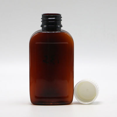 100cc PET-Bronze/Orange-Ahorn-Husten-Sirup-Flasche mit CRC-Kappe und Wärmesiegel