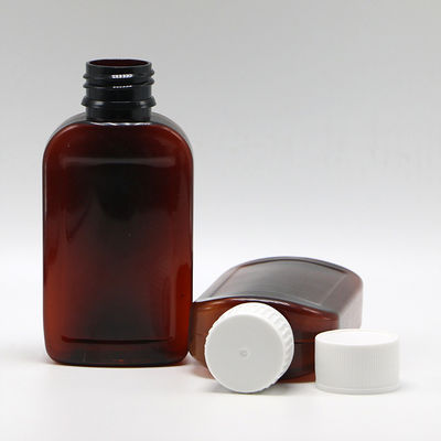 100cc PET-Bronze/Orange-Ahorn-Husten-Sirup-Flasche mit CRC-Kappe und Wärmesiegel